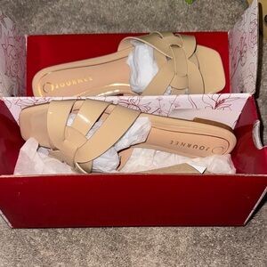 Journee Collection Tan Woven Sandals